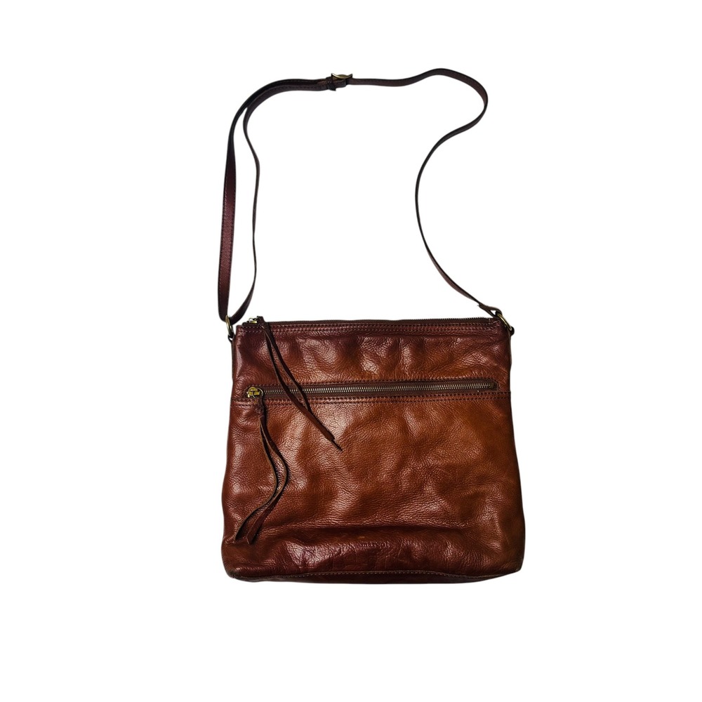 Margot Brown Leather Crossbody Bag Purse Zipper Pocket Shoulder Bag